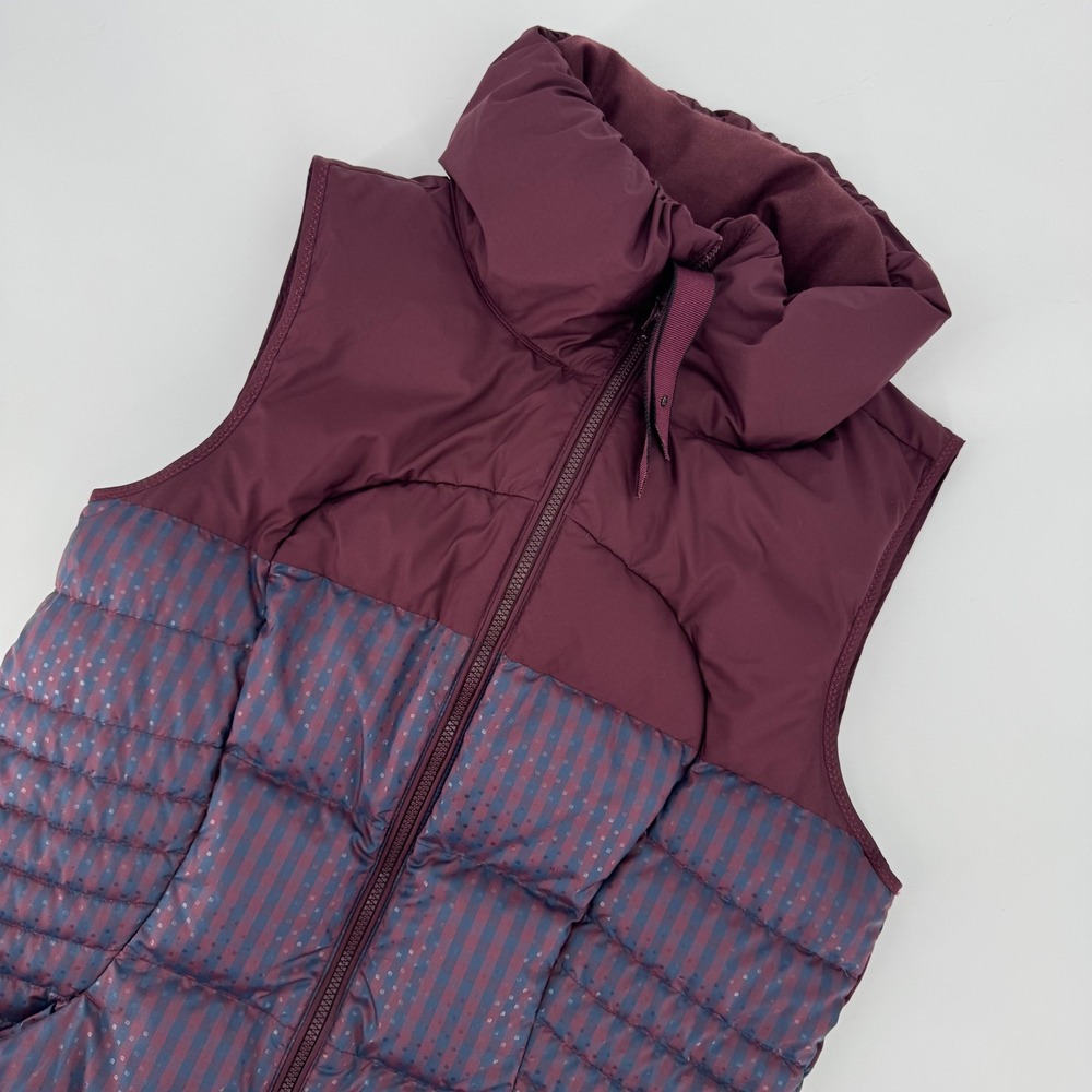 Lululemon Fluffin Awesome Vest 8 Bordeaux Drama Gingham 800 Fill Goose Down